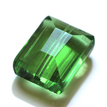 Imitation Austrian Crystal Beads, Grade AAA, K9 Glass, Faceted, Rectangle, Green, 8x9.5x5mm, Hole: 0.9~1mm