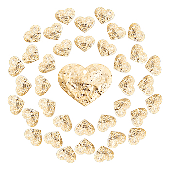 SUNNYCLUE Brass Hammered Pendants, Heart, Nickel Free, Real 18K Gold Plated, 17x20x1.5mm, Hole: 1mm, 20pcs/box