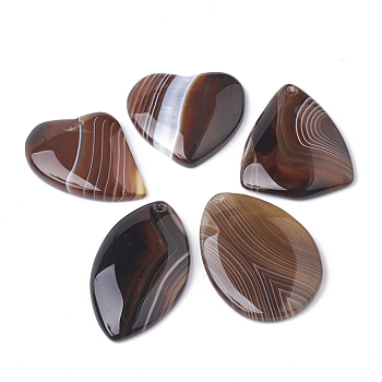 Natural Brazilian Agate Pendants, Dyed, Mixed Shapes, Coconut Brown, 36~61x30~38x5.5~6mm, Hole: 1.5mm