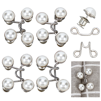 CRASPIRE 8 Sets 4 Style Zinc Alloy Button Pins for Jeans, with Plastic Rhinestone, Garment Accessories, with Plastic Imitation Pearl, Mixed Color, 16~18x25~30.5x7~7.8mm, Hole: 4.2~4.4mm, 2 sets/style