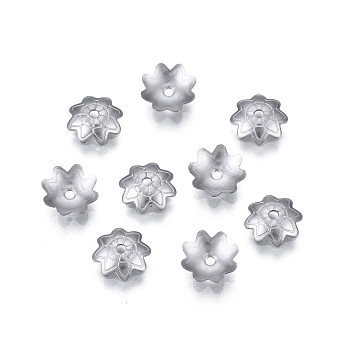 304 Stainless Steel Bead Caps, Multi-Petal, Flower, Stainless Steel Color, 6.5x6x10x1.5mm, Hole: 1mm