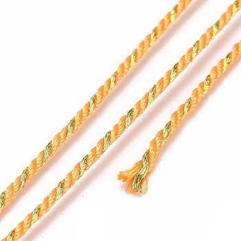 Polycotton Filigree Cord, Braided Rope, with Plastic Reel, for Wall Hanging, Crafts, Gift Wrapping, Orange, 1.5mm, about 21.87 Yards(20m)/Roll