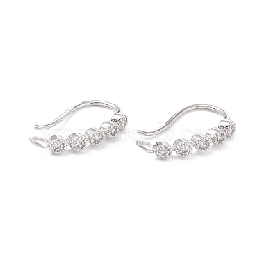 Real Platinum Plated Clear Brass+Cubic Zirconia Earring Hooks