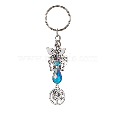 Glass Angel & Alloy Tree of Life Pendant Keychains(KEYC-JKC00652)-4