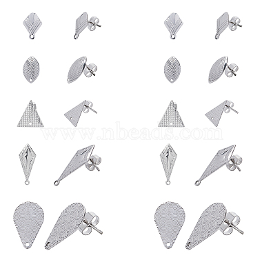 Stainless Steel Color Mixed Shapes 304 Stainless Steel Stud Earring Findings