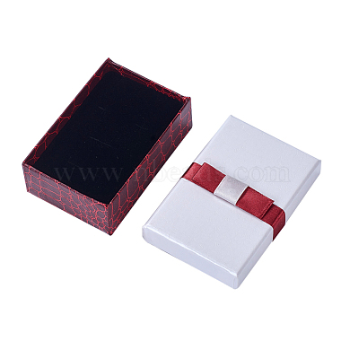 Boîtes de bijoux en carton rectangle rempli de coton kraft avec bowknot(X-CBOX-N006-03)-4