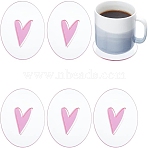 6Pcs Transparent Acrylic Cup Mats, Heart Pattern Coaster, Flat Round, Heart Pattern, 95x2mm(AJEW-FG0002-10B)