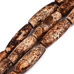 Natural Tree Bark Agate Beads Strands, Geometric Beads, Barrel, 35~42x11~15mm, Hole: 2.5mm, about 10pcs/strand, 15.35~15.55 inch(39~39.5cm)(G-Q606-23A)