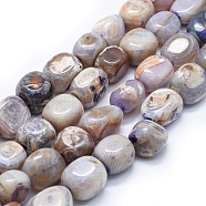Natural Agate Beads Strands, Tumbled Stone, Dyed & Heated, Nuggets, Lilac, 16~22x14~20x14~20mm, Hole: 2.5~3mm, about 19pcs/strand, 14.9 inch~15.1 inch(38~38.5cm)(G-I245-32A)