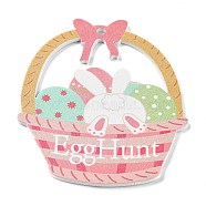Easter Theme Single Face Printed Wood Pendants, Easter Charms, Basket, 79x67x2.5mm, Hole: 3.5mm(WOOD-M010-03B)