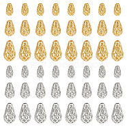 Elite 48Pcs 6 Styles Brass Hollow Spacer Beads, Teardrop, Platinum & Golden, 6~10x4~6mm, Hole: 1.4~1.5mm, 8pcs/style(KK-PH0006-25)