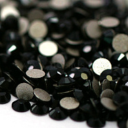 Glass Flat Back Rhinestone, Grade A, Back Plated, Faceted, Half Round, Jet, SS8, 2.3~2.4mm, 1440pcs/bag(RGLA-C002-SS8-280)