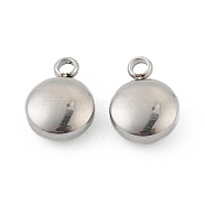304 Stainless Steel Pendants, Flat Round, Stainless Steel Color, 11x8x4mm, Hole: 1.6mm(STAS-Z009-20P)
