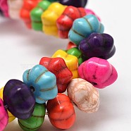 Dyed Synthetic Turquoise Bead Strands, Pumpkin, Colorful, 12x8mm, Hole: 1mm, about 868pcs/1000g(G-M148-03-A)