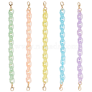 WADORN 5Pcs 5 Colors Transparent Acrylic Cable Chain Bag Straps, with Alloy Swivel Clasps, for Bag Replacement Accessories, Mixed Color, 29.5cm, 1pc/color(DIY-WR0002-47)