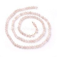 Natural Peach Moonstone Beads Strands, Faceted, Round, PeachPuff, 3~3.5mm, Hole: 0.5mm, about 115~130pcs/strand, 14.5~16.1 inch(37~41cm)(G-F619-19A-3mm)