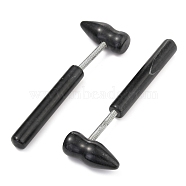 Natural Stone Needle Iron Massage Tools, Facial Roller, Hammer Shape & Spring, Black, 167x55x24mm(G-B008-04P)