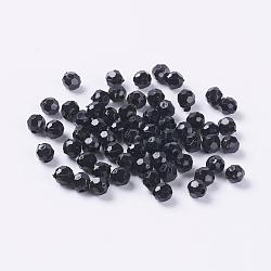 Black Faceted Round Acrylic Spacer Beads, Size:about 6mm in diameter, hole: 2mm(X-PAB6mmY-1)