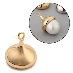 Brass Peg Bails, Cup Peg Bails for Half Drilled Beads, Golden, 11x10mm, Hole: 0.9mm, Pin: 1mm(KK-K345-01G)