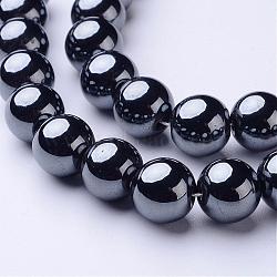 Non-Magnetic Synthetic Hematite Beads Strands, Round, Black, 12mm, Hole: 1.5~2mm, about 34pcs/strand(X-G-H1624-12mm-1)