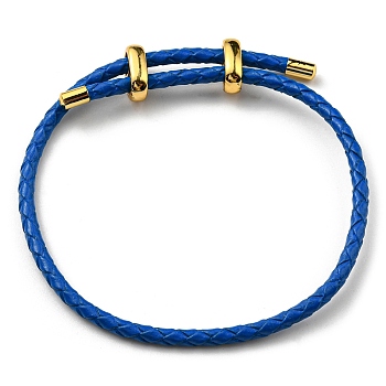 Leather Braided Cord Bracelets, Adjustable Bracelet, Blue, Inner Diameter: 5/8~2-7/8 inch(1.5~7.3cm)