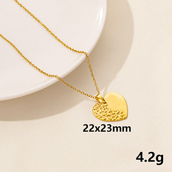 304 Stainless Steel Heart Pendant Necklaces, Cable Chain Necklaces