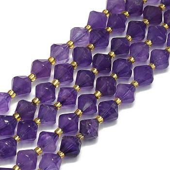 Natural Amethyst Beads Strands, Faceted, Rhombus, 8~8.5x8~8.5mm, Hole: 1mm, about 37pcs/strand, 15.35''(39cm)