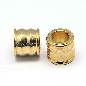 201 Stainless Steel Beads, Ion Plating (IP), Column, Golden, 9x10mm, Hole: 6mm