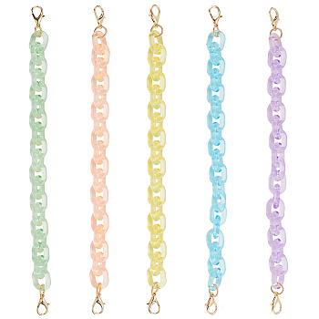 WADORN 5Pcs 5 Colors Transparent Acrylic Cable Chain Bag Straps, with Alloy Swivel Clasps, for Bag Replacement Accessories, Mixed Color, 29.5cm, 1pc/color