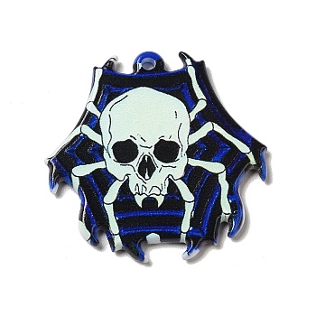Opaque Double-sided Printed Acrylic Pendants, for Halloween, Spider, 35x35x2mm, Hole: 2mm