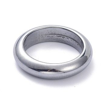 Synthetic Terahertz Stone Finger Rings, Flat Round, US Size 8(18.1mm), 6.5mm
