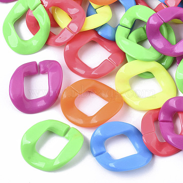 Opaque Acrylic Linking Rings, Quick Link Connectors, For Jewelry Curb Chains Making, Twist, Mixed Color, 29x24x6mm, Inner Diameter: 13x16mm(X-SACR-R247-03)