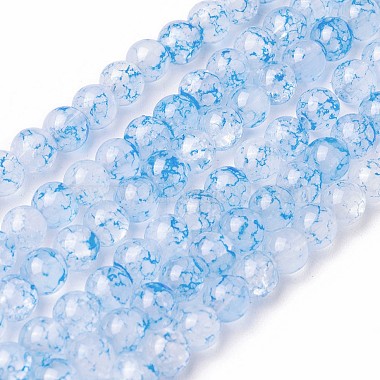 6mm DeepSkyBlue Round Glass Beads