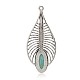 Antique Silver Plated Leaf Alloy Synthetic Turquoise Big Pendants(PALLOY-J654-01AS)-2