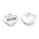 Wedding Theme Antique Silver Tone Tibetan Style Heart with Bride Rhinestone Charms(X-TIBEP-N005-12E)-1