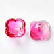 Bouchons de perles en verre peint à la bombe transparent à 4 pétale(X-GGLA-S054-009B-02)-2