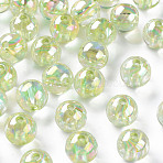 Transparent Acrylic Beads, AB Color Plated, Round, Pale Green, 12x11mm, Hole: 2.5mm, about 566pcs/500g(MACR-S370-B12mm-728)