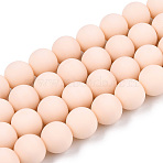 Opaque Glass Beads Strands, Frosted, Round, PeachPuff, 9.5~10mm, Hole: 1.5mm, about 40~42pcs/strand, 14.76~15.12 ihch(37.5~38.4cm)(GLAA-T032-P10mm-MD09)