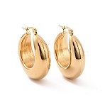 Ion Plating(IP) 304 Stainless Steel Hoop Earrings, Hypoallergenic Earrings, Moon Shape, Real 24K Gold Plated, 32x28x11mm, Pin: 16x0.8~1.5mm(X-EJEW-M212-03G)