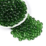 FGB Transparent Glass Seed Beads, Round, Round Hole, Green, 8~8.5mm, Hole: 1.4~1.6mm, about 690pcs/pound(SEED-N013-01C-13)