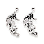 Tibetan Style Alloy Pendants, Flower Charms, Cadmium Free & Lead Free, Antique Silver, 33x15x3.5mm, Hole: 1.5mm(TIBE-N014-14AS)