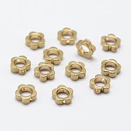 Brass Bead Frame, Flower, Nickel Free, Real 18K Gold Plated, 7.5x3mm, Hole: 1mm(KK-P095-24-G01-NF)