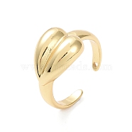 Brass Cuff Finger Rings, Heart, Inner Diameter: 19.6mm(RJEW-H227-01G-01)