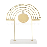 Rainbow Iron Storage Jewelry Rack, Jewelry Display Holder with Rectangle Marble Base, for Earrings, Necklaces, Bracelets, Golden, 22.7x3.5x27.5cm(ODIS-G017-01A)