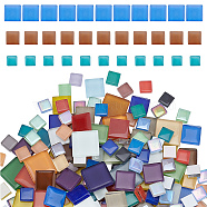 AHADERMAKER 190Pcs 3 Styles Mosaic Tiles Glass Cabochons, for Home Decoration or DIY Crafts, Square, Mixed Color, 10~20x10~20x4mm(DIY-GA0003-69)