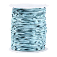 Waxed Cotton Thread Cords, Light Sky Blue, 1mm, about 100yards/roll(YC-R003-1.0mm-168)