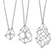 Non-Tarnish 3Pcs 3 Sizes Stainless Steel Macrame Pouch Empty Stone Holder for Necklace Makings, Stainless Steel Color, 17.91~28.15 inch(45.5~71.5cm), pendant: 24~45x13~26mm, 1Pc/size(NJEW-JN04823)