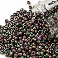 TOHO Round Seed Beads, Japanese Seed Beads, (709) Matte Color Iris Violet, 8/0, 3mm, Hole: 1mm, about 220pcs/10g(X-SEED-TR08-0709)