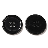Resin Buttons, Dyed, Flat Round, Black, 22x3mm, Hole: 2mm, 195pcs/bag(RESI-D030-22mm-02)