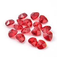 Romantic Valentines Ideas Glass Charms, Faceted Heart Charm, Red, 10x10x5mm, Hole: 1mm(G030V10mm-09)